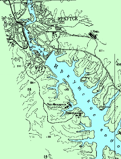 Карта глубин иркутского водохранилища